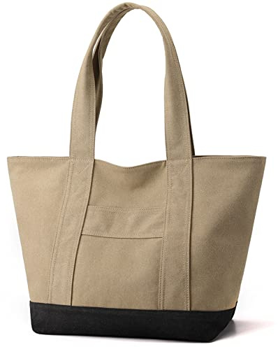 zhongningyifeng Tragetasche aus Segeltuch für Frauen A4 Große Kapazität Handtasche mit Reißverschluss Schulter Hobo Bag für Einkaufen Reisen Arbeiten