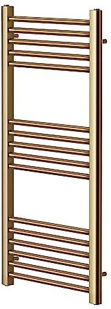 Greened House Brushed Brass Heated Towel Rail 500mm W x 1000mm H | Flat, Central heating, Towel Radiator, Bathroom, Straight