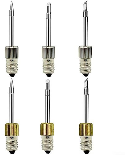 6PCS Lötkolbenspitzen, elektrische Lötnadelspitze, Lötspitzen Ersatz E10 Schnittstelle, Lötspitzen Kit