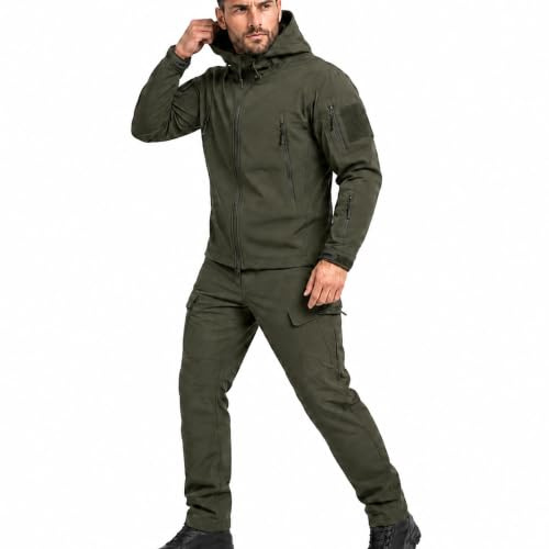 WENNEWU Taktische Jacke und Hose für Herren, Herren taktische Jacke und Herren taktische Hose, Militär Anzug Set für Airsoft, Paintball, Jagd, Wandern und Freizeit