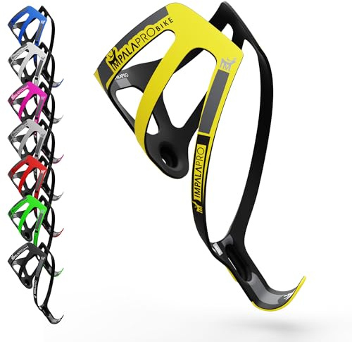 IMPALAPRO Portabidon Bicicleta Fibra De Carbono Ultraligero Y Resistente 18gr - Portabidon Carbono - Soporte Botella Bicicleta - Porta Botellas para Bicicleta - MTB Y Carretera (Amarillo)