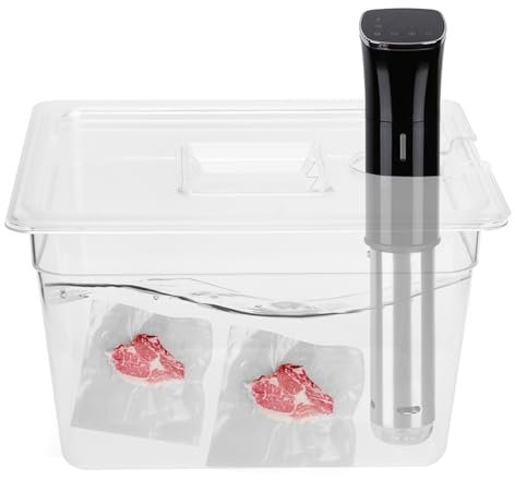 Contenitore Sous Vide 11 L con Cerniera Pieghevole, Materiale PC Durevole, Segni di Calibrazione, Coperchio Incluso, Compatibile con Tutti i Principali Utensili da Sous Vide