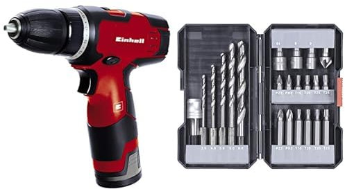 Einhell destornillador inalámbrico - TH-CD 12-2 Li - 12V, 1.3Ah, 24Nm, parada rápida, agarre suave, caja de cambios de 2velocidades,20 pasos de par, bloqueo del eje, estuche y cargador + set de brocas
