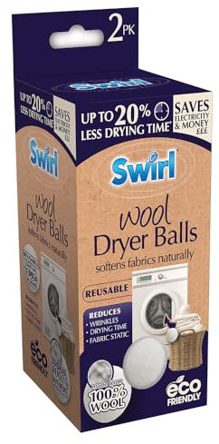 Swirl Fabric Softening Tumble Dryer Balls - Wool - 2 Pack