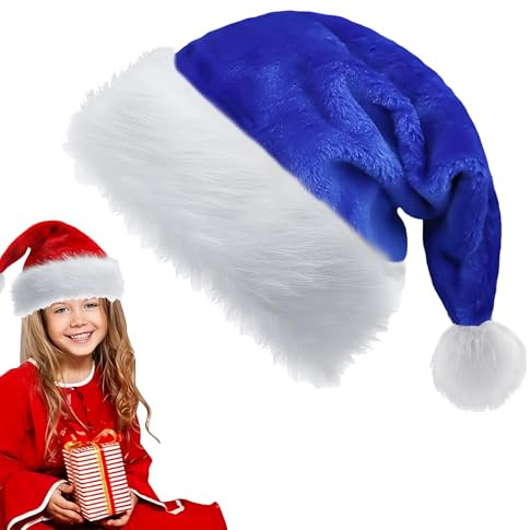 YAAVAAW Weihnachtsmütze für Kinder, Erwachsene, luxuriöse Weihnachtsmütze, Plüsch-Weihnachtsmannmütze, Unisex, Weihnachtsmütze, Weihnachtsmannmütze, Weihnachtsmannmütze, Kostüm, Geschenke für Damen,