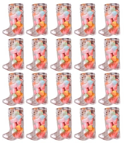 20 Count Cowboy Boot Shot Glasses for Bachelorette Party Themed Gatherings Bulk Pack of 20 Mini Reusable Cups Dessert Cups Clear Square Plastic Mini