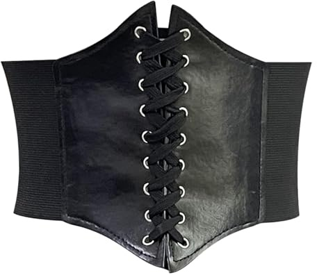 Korsett Damen,Schwarz Taille Piratenkostüm Gürtel,Halloween-Kostüm,Taillengürtel,Corset Belt,Schwarzes Pirat Breit Corsett,Retro Leder Corsage Frauen,Schnürkorsett Catwoman (Kunstleder, Schwarz)