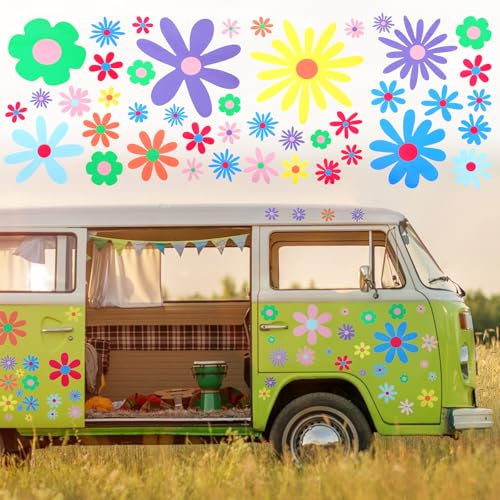 90 PCS Flowers Car Decals, Auto Stickers Waterproof Hood Vinyl Decal Window Stickers Graphics Body Side Door Trunk Decoration for Racing SUV Truck Bus Window Wall Laptop Motorcycle
