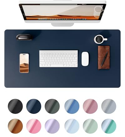YSAGi Schreibtischunterlage, Großes Leder Mauspad 80x40cm, Dunkelblau | Premium Schreibunterlage, Rutschfeste Tischunterlage, Multifunktionales Mousepad Schreibtisch Zubehör für Büro & Homeoffice