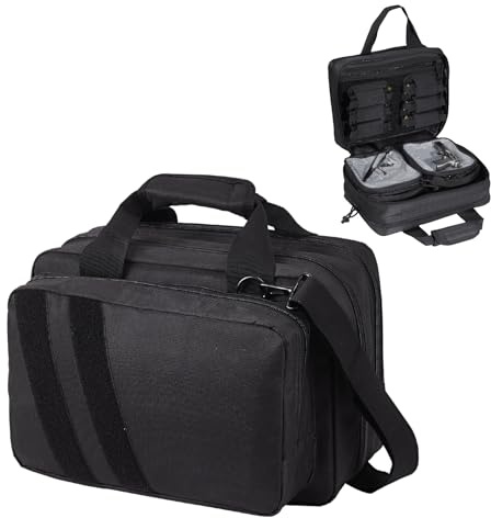 VEVOR Range Bag, Tactical Gun Bag with 2 Built-in Removable Pistol Bags & 6 Detachable Magazines, Gun Range Bag for Outdoor Hunting Shooting, Lockable Carrying Handgun Bag Case, Black