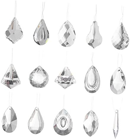 KITANDOVE 15st Kristall-anhänger Autozubehör Prismenanhänger Suncatcher Prismenbälle Prismen Anhänger Klare Tropfenperlen Hängende Kristalle Für Tafelaufsätze Weißer Kristall Transparent