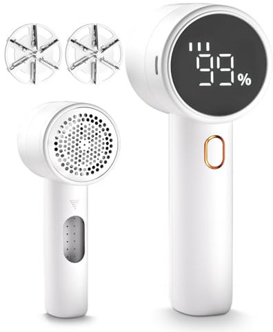 Fabric Shaver, Electric Lint Remover, Rechargeable Lint Shaver, Sweater Defuzzer to Remove Pilling, Battery Operated, 6-blade, 3-speed with LED Display for Clothes, Upholstery, Furniture