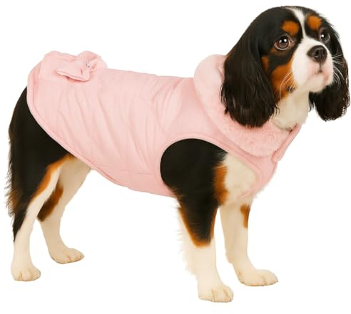 Manteau Chien – Guzzi Rose – A:35cm – Polyester – Lavable à 30°C – Doublure Polaire Douce – Résistant à l’Eau – avec nœud décoratif – Flamingo