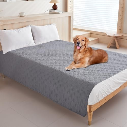 Zhufas Couverture Chien, Couverture Imperméable, 170 X 200 cm, Tapis pour Animaux De Compagnie, Chiens, Chats, comme Protection pour Lit Et Canapé – Plaid Chien, Gris