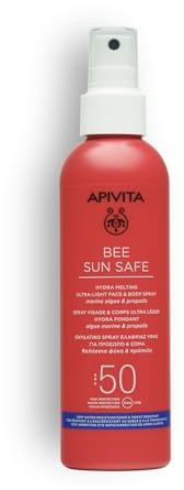 Apivita Bee Sun Safe Hydra Fresh Spray Solare Viso e Corpo SPF 50 200ml - Lozione Solare Spray Con Propoli, Alghe Marine e Acido Ialuronico - Protezione Uv - Resistente All'Acqua, Sabbia e Sudore