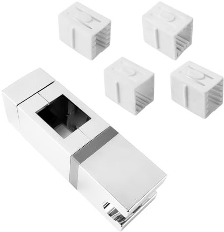 Supporto Doccia Regolabile, Supporto Soffione Doccia Quadrato Senza Foratura, Supporto Doccino 360 ​​Gradi in Quattro Misure, per Asta Doccia Rettangolare (18×30, 22×22, 25×25, 30×15 mm) (Argento)