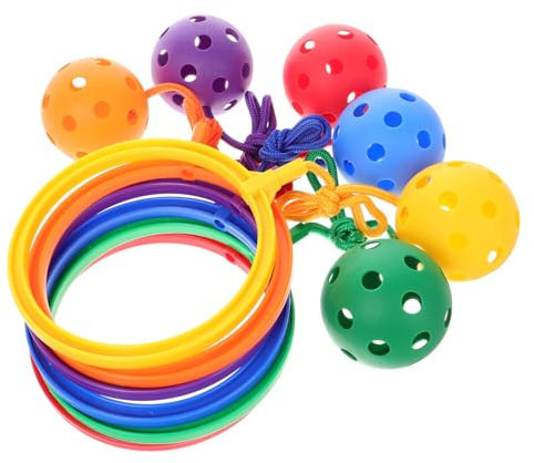 ADOCARN 6St Reifenball sportspiele für flummies f�r Kid Toys Stringy Balls federnd -Springseil- springendes Ringspielzeug Seil-Knöchelsprung-Ballspiel Plastik