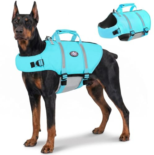 AOFITEE Hunde Schwimmweste XL, Schwimmweste für Große Hund Mit Griff, Ripstop Reflektierende Hundeschwimmweste Große Hund Hohe Flotation Hunde-Rettungsweste für Mittel Groß Hunde
