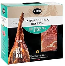 NICO JAMONES - Maletín de Jamón Serrano Reserva – 27 sobres de 80 g en formato tapas