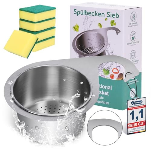Sieb FüR SpüLbecken, Siebkorb FüR SpüLbecken Drain Basket Edelstahl Swan, Abflusskorb SpüLbeckensieb Multi Functional Wasserhahn HäNgender SiebköRbe (Passend für ≤4,3cm Wasserhahn)