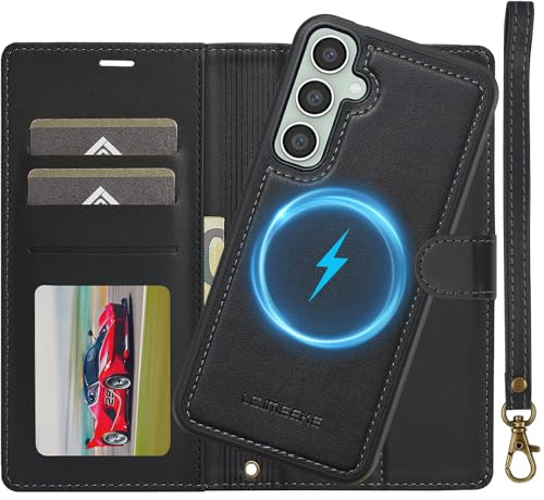 Coque pour Samsung Galaxy S24 Plus 5G, 2 en 1 Amovible Housse en Cuir Etui Folio à Clapet Dragonne, Portefeuille RFID Blocage, Béquille, Fentes pour Cartes, Folio Magnetique Etui pour Samsung S24 Plus