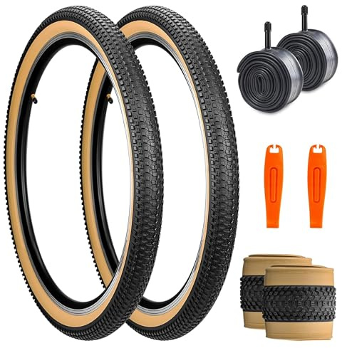 ZUKKA Juego de 2 neumáticos de bicicleta plegables de 24 pulgadas, neumáticos de bicicleta de montaña de 24x 2.125, cubierta 57-507 y 2 piezas de 24 cámaras de aire para bicicleta de montaña