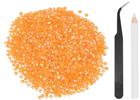 sourcing map 4000 diamantes de imitación de resina con parte trasera plana, SS16 de 4 mm, gemas de brillo redondas a granel con herramientas de recogida para manualidades, vasos, tazas, ropa, color