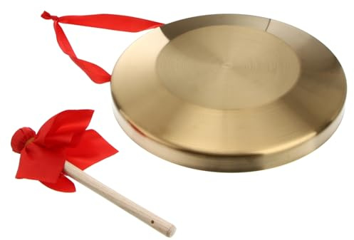 Mikikit Gong De Ópera 32 Cm Mazo y Cordón, Instrumento De Percusión Portátil De Cobre Para Uso En Hogar y Actividades Educativas