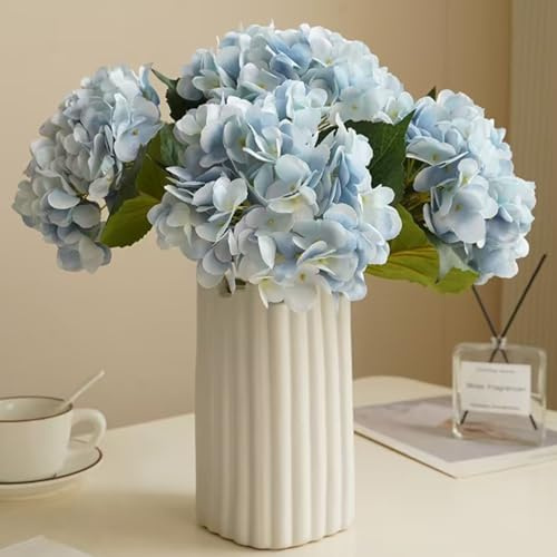 3 ortensie artificiali, realistiche, 47 cm, fiori finti di ortensia per decorazione della casa, feste, matrimoni, centrotavola, bouquet e composizioni floreali (blu)