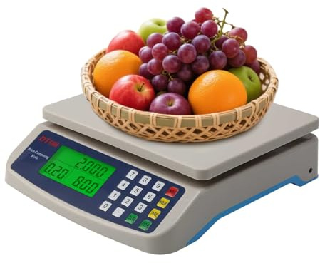 Commercial Food Scale,88lb/40kg,for Kitchen,Store,Restaurant,Market | Large Digital Kitchen Scale,with LCD Display,Stainless Steel Price Computing Scale (Adapter Included)
