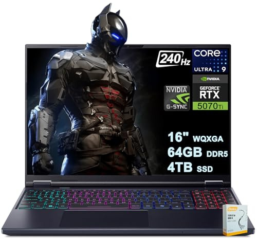 acer Predator Helios Neo 16S AI Gaming Laptop | 16 2560x1600 OLED 240Hz 100% DCI-P3 | Intel 24-core Ultra 9 275HX | 64GB DDR5 4TB SSD | GeForce RTX 5070 Ti Up to 992 AI Tops | Win11 w/DLCA Accessory