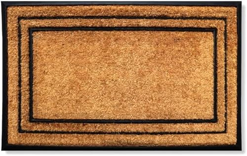 A1 Home Collections Natural Coir & Rubber Door Mat, 30x60, Heavy Duty, Dirt Trapping, Long-Lasting Entrance Doormats for Front Door, Thick & Non-Slip Durable Outside Entry Mat