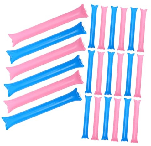 WOONEKY 60 Piezas Unidades de Bastones Hinchables para Animación Deportiva Accesorios Portátiles Resistentes para Competencias y Eventos Festivos Palos de Espíritu de Equipo Azul y Rosa