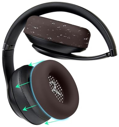 SOULWIT Silicone Earpads Cover for Beats Studio 2/3/Pro Wired/Wireless Over-Ear Headphones, Protective, Sweatproof, Washable, Durable Ear Pads Cushion Protector - Deep Brown