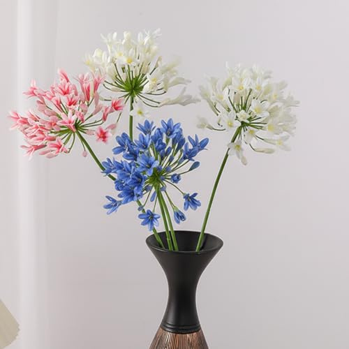 Piante Artificiali 3 Pezzi 29,9 Agapanthus Africano, steli Lunghi, agapanto Finto in Seta Bianco Blu e Rosa, Giglio del Nilo Finto per Bouquet da Spo