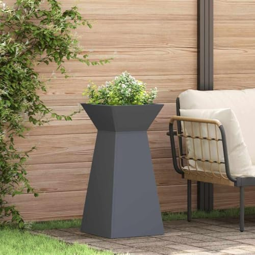 Aiuola rialzata, aiuola da giardino, aiuola, colonne, 2 pezzi, antracite, 35 x 35 x 73 cm, in acciaio, per giardino d'inverno, terrazza, balcone, giardino