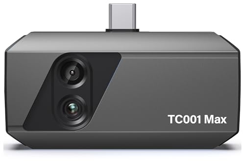 TOPDON Caméra Thermique TC001 Max pour Android iPhone, Résolution 512×384 avec Caméra Visuelle 1,5 MP, -20℃-550°C, Caméra Infrarouge à Double Objectif- Gris