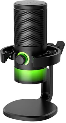 Microfono USB, Microfono a Condensatore da Tavolo Luce RGB Tipo C Interfaccia Chip Scheda Audio Riproduzione Wireless da Studio per la Registrazione in Streaming