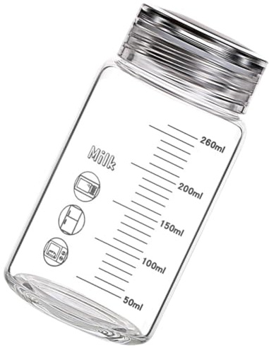 Toyvian Botella de Vidrio Transparente con Escala y Tapa Portátil para Agua Leche y Bebidas Frías o Calientes Vaso Práctico para Estudiantes y Uso Diario