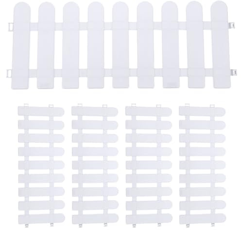 Yardwe 5 Pièces Clôture de Jardin Blanche en Plastique, Bordure Décorative Réutilisable et Peinturable, pour Pelouses, Fêtes et Mariages en Extérieur