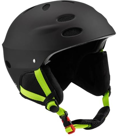 Kajakhjälm med öronmuffar, svart säkerhetshjälm med ventilation, skidhjälm för kajak, wakeboarding och Whitewater vattensporter
