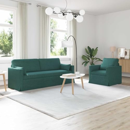 Faucqir Soffset 2-delat mörkgrönt 198 x 78 x 80 cm tyg, mångsidig hörnsoffa med robust metallram, ergonomisk design, avtagbart överdrag för bekvämt sittande och avslappnade stunder i