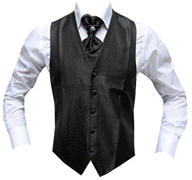 MMUGA Hochzeit westen Set mit Plastron Schwarz 50