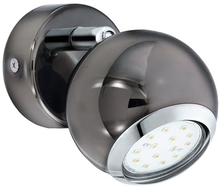 EGLO LED Wandlampe Bimeda, Wandleuchte Wandstrahler | aus Metall in Nickel-Nero und Chrom, Wohnzimmerlampe, Spot inkl. GU10 Leuchtmittel, warmweiß