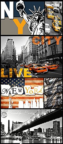 A.S. Création Livingwalls Klebefolie New York 0.35m x 2.50m blau orange grau Möbelfolie selbstklebende Tapete Made in Germany 300751
