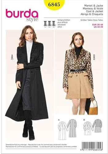 burda Schnittmuster Damen Mantel und Jacke 6845 Gr. 36-46