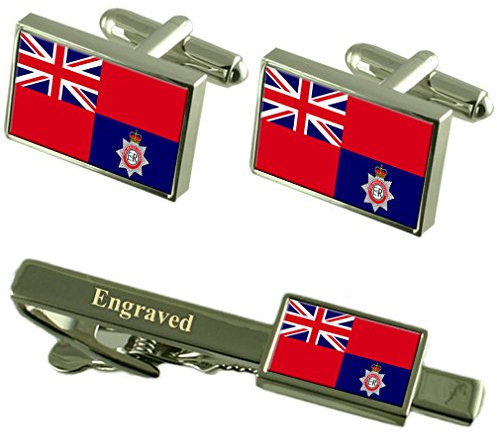 Select Gifts Feuerwehr Militär England Flagge Manschettenknöpfe graviert Krawattenklammer