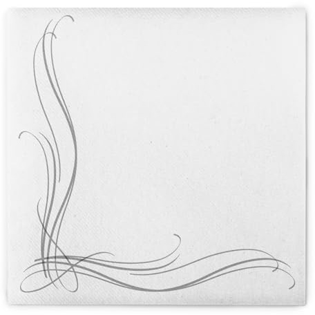 Sovie HORECA Serviette ALEX in Silber aus Linclass® Airlaid, 40 x 40 cm, 50 Stück, Design: eleganter silberfarbener Bordürenrand auf weißem Hintergrund – ideal für Gastronomie & Events