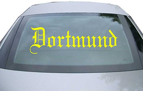 Indigos UG Aufkleber Heckscheibe & Motorklappe - neongelb - 600x180 mm - Stadt Dortmund - selbstklebender Sticker für Auto, Fenster, Bus oder LKW