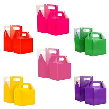 SHATCHI Scatole per Il Pranzo in Cartone da asporto per Compleanno, Matrimonio, Porta pasto o Cibo per Torte e Feste per Bambini, Tinta Unita, Colore Assortiti, Confezione da 10, 9825